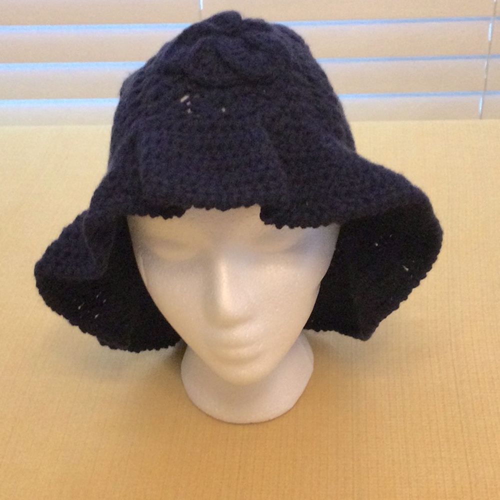 Hand Crocheted Black Slouch Hat